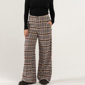 Plaid Wide Leg Pants